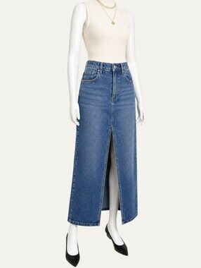 KanCan 90s Denim Maxi Skirt XL NWT Front Slit Cotton Blue